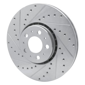 Volvo XC90 Brake Rotor (1) - Front Left - R1 Concepts - Drilled & Slotted - Silver - `03-`14